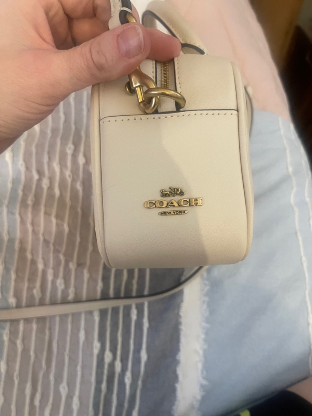Coach Cream Leather Satchel mini  with Gold Grommets - Picture 8 of 16